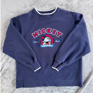 Disney Mickey Mouse Sweatshirt Mens Small Blue Graphic Crewneck Y2K Streetwear